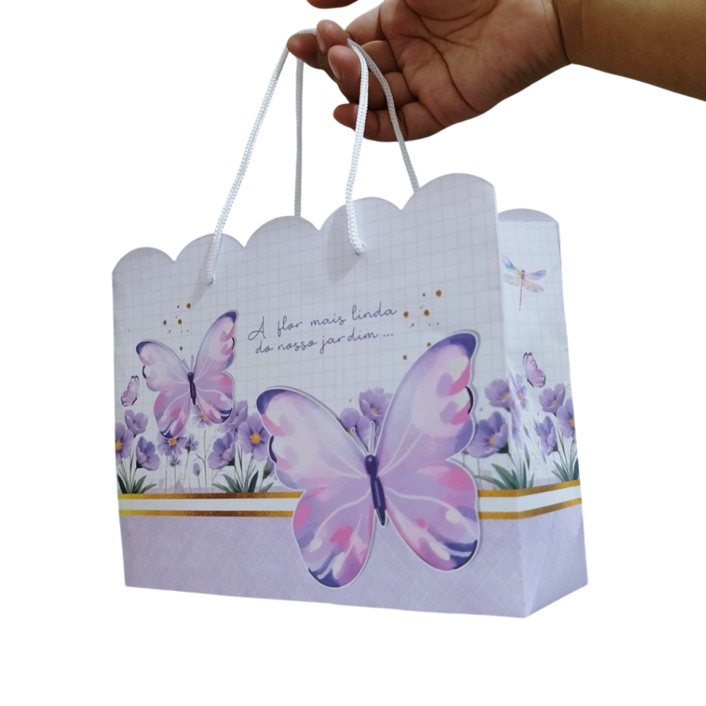 Sacolas surpresa - tema borboleta lilás jardim encantado LILAS - embalagens  e lembrancinhas temáticas para aniversário