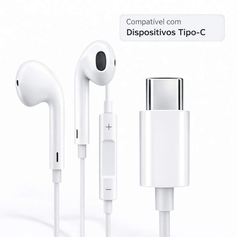 Fone de Ouvido Tipo-C Estéreo com Controle de Volume + Microfone em Oferta na Shopee