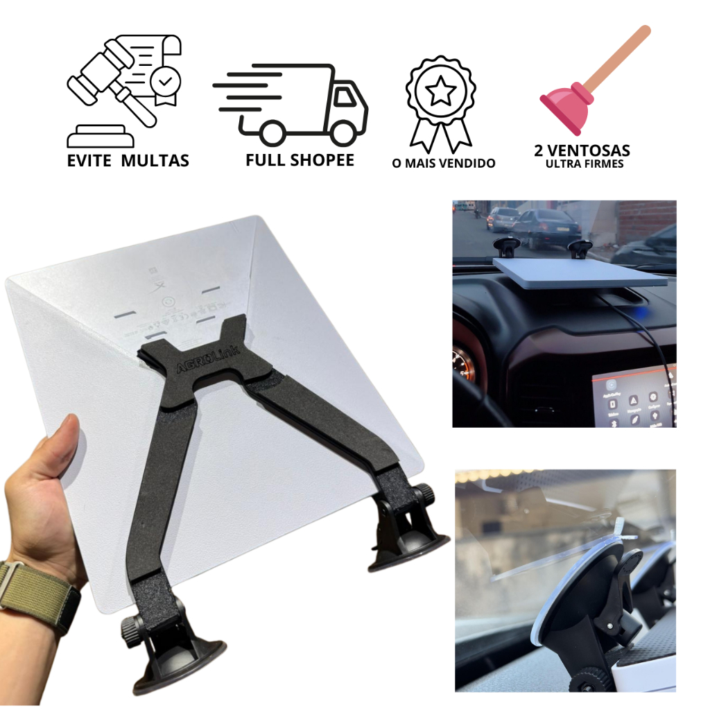 Suporte Para Starlink Mini Com Duas Fortes Ventosas Para Starlink Mini Preto - Full Shopee em Oferta na Shopee