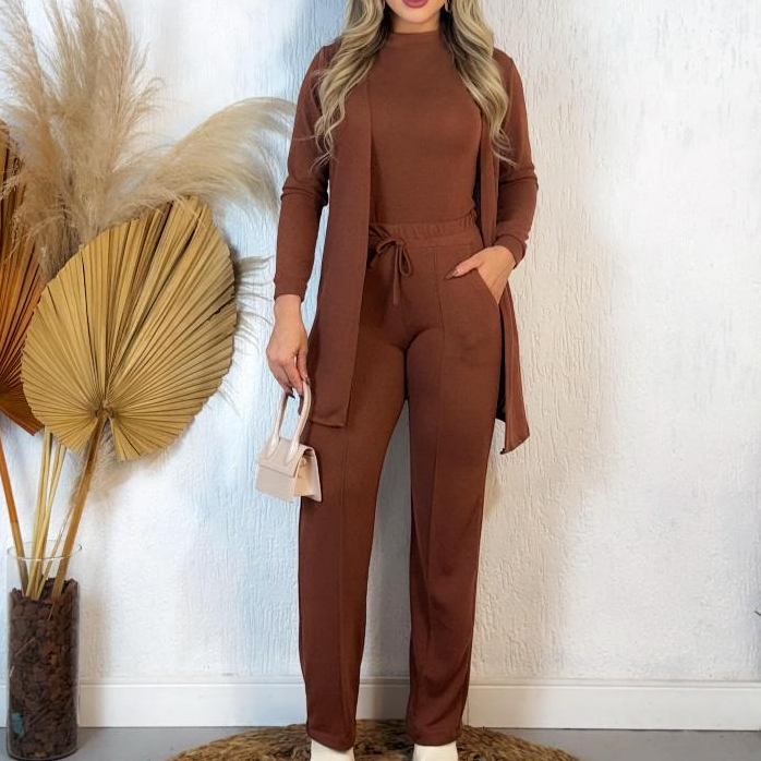 CONJUNTO FEMININO LÃNZINHA DE FRIO OUTONO INVERNO 3 PEÇAS ESTILOSO PANTALONA em Oferta na Shopee