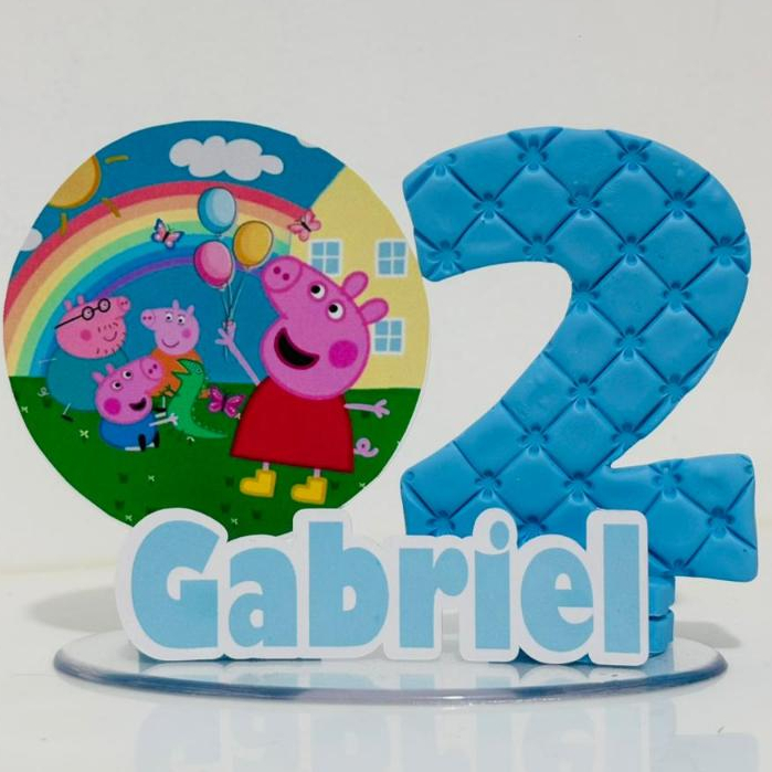 Decoração Festa / Vela Aniversário Biscuit / Topo de Bolo / Topo Peppa Pig / George Pig / Painel simples / Vela Com Nome