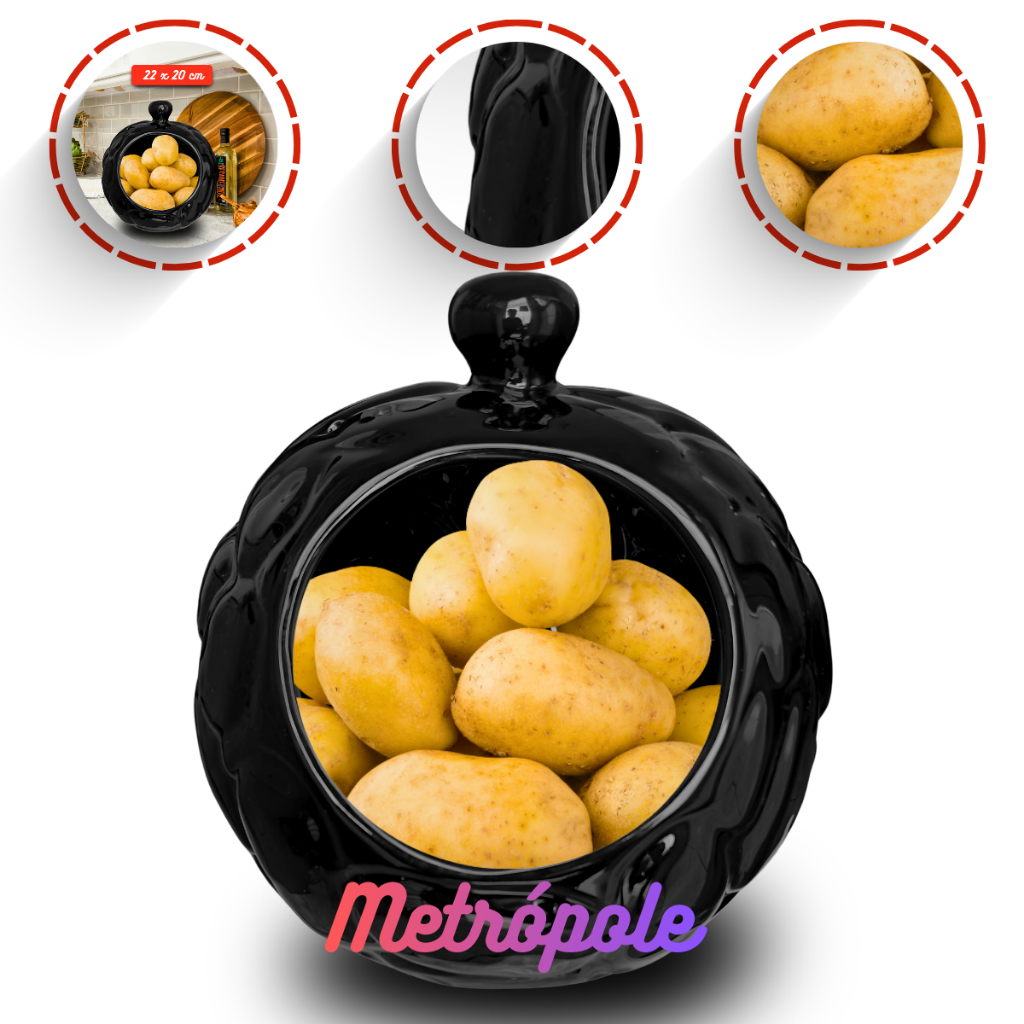 Porta cebola alho e batata Ceramica Ceboleira Grande Gourmet Alta qualidade Multiuso Cozinha Decoração