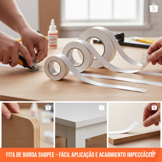 Fita de Borda PVC Branco 22mm TX MDF – Acabamento para Móveis planejados + Cola e Mini Manual em Oferta na Shopee