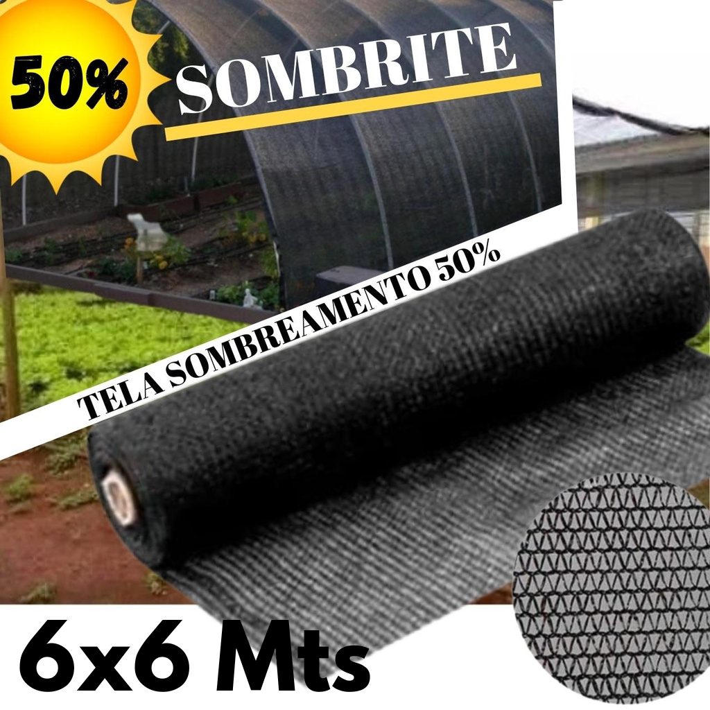 Tela Sombrite 50% 6x6 Metros para Horta Jardim Orquidário Estufa Viveiro Proteção UV Alta Resistente