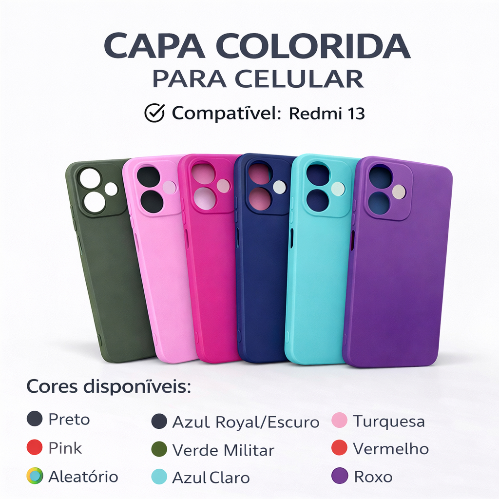 Capinha de Silicone Aveludada Para Redmi 13 Xiaomi Case Silicone Aveludada Proteção Total