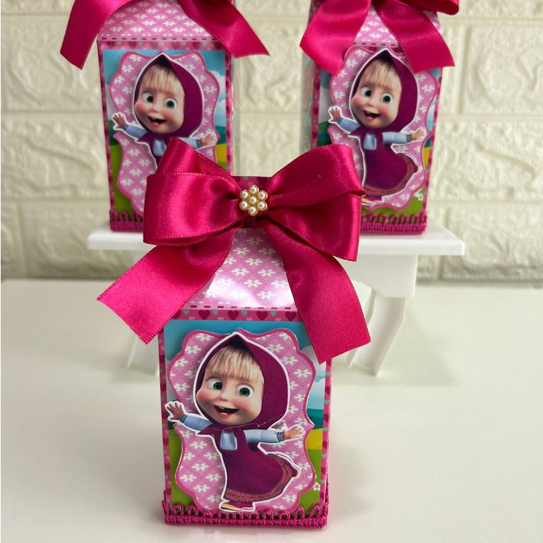 Caixa Milk tema MASHA -Kit festa-Lembrancinha  aniversario Personalizada-Papelaria Personalizada
