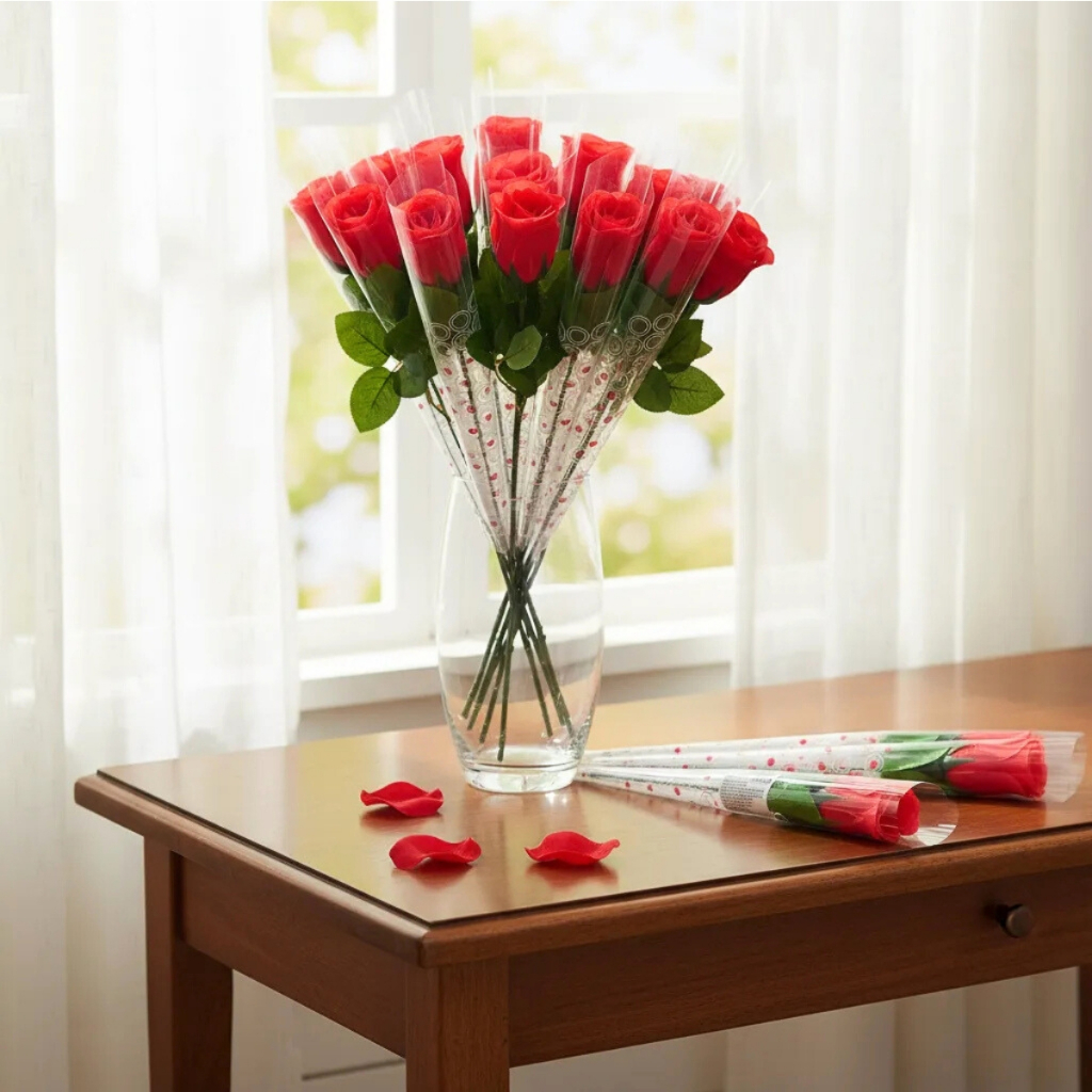 24 Rosas Vermelhas, botão de Rosas Flor Artificial Já Prontos Embalados Festas Dia das Mães Atacado em Oferta na Shopee