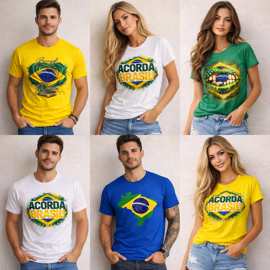 Camiseta Brasil Masculina e Feminina Copa do Mundo 2026 Blusa