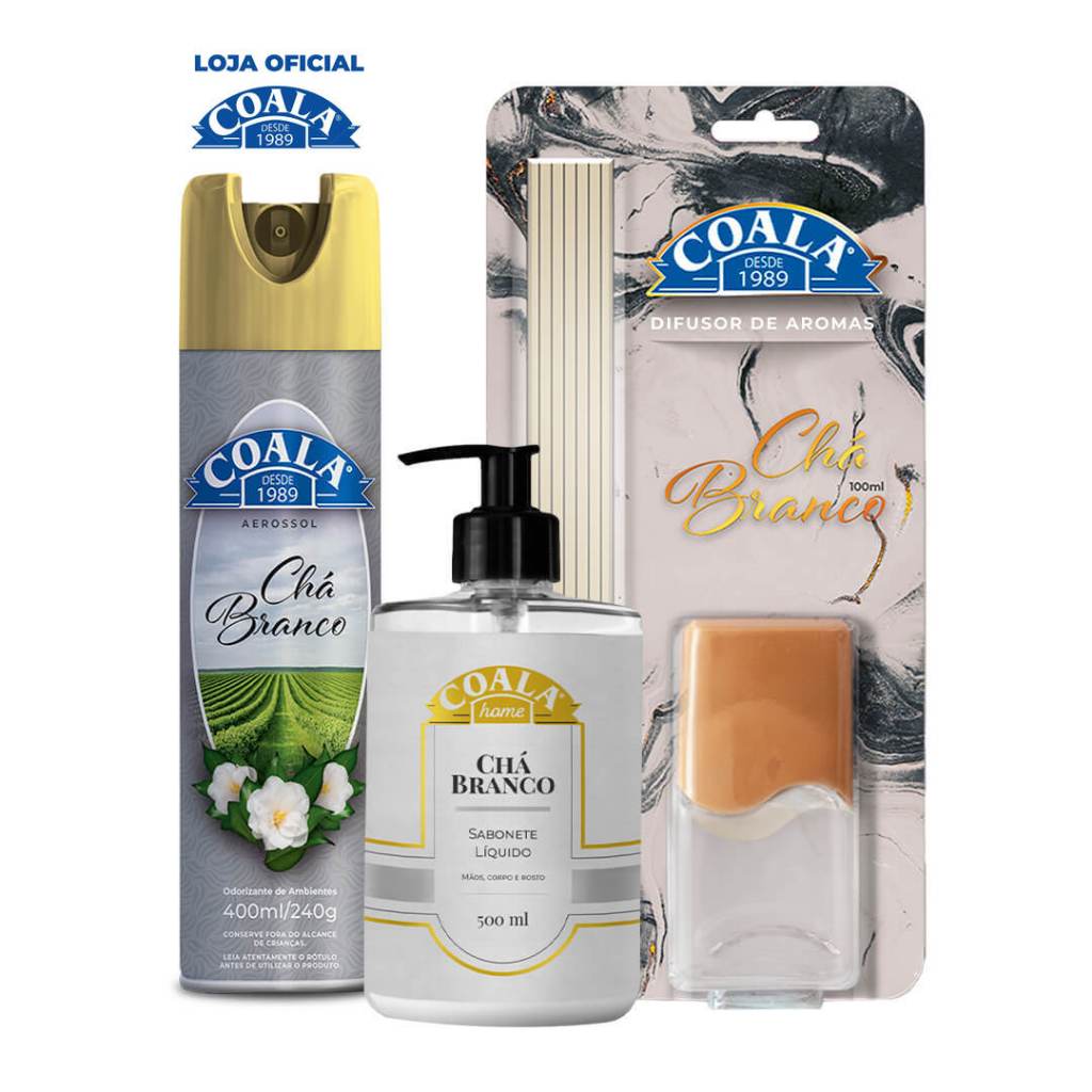 Kit Coala Aerossol + Sabonete + Difusor de Aromas - Chá Branco em Oferta na Shopee