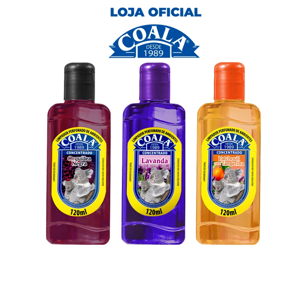 Coala Combo Limpadores 120 ml Orquidea Negra, Patchouli com Tangerina, Lavanda