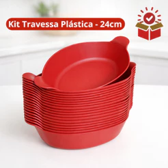 Kit c/5-50 Travessas Petisqueiras Plástico Vermelho Resistente - Servir comidas, churrasco, petiscos