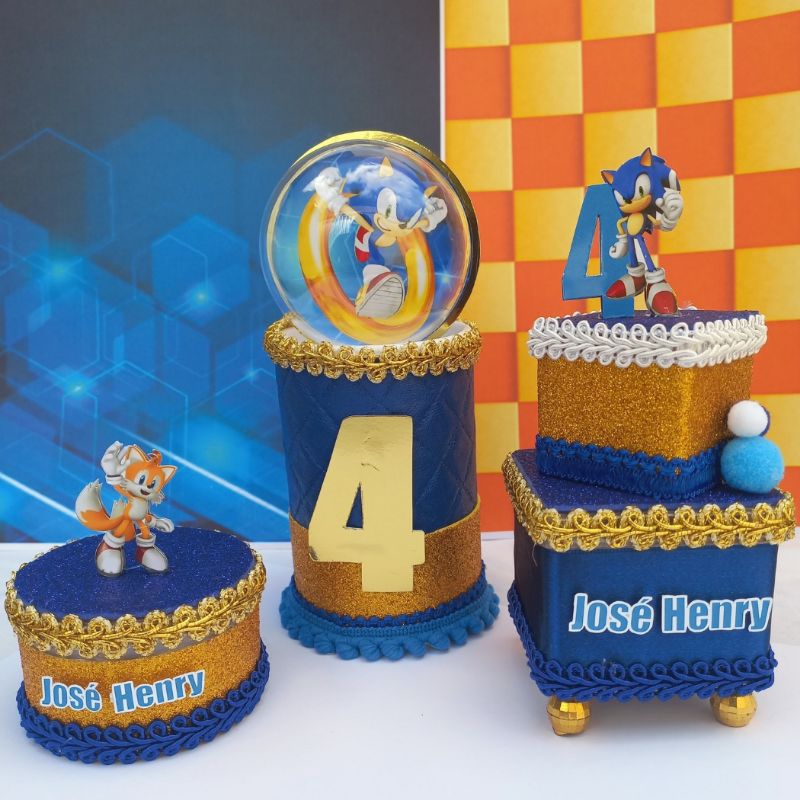 Lembrancinha Personalizada De Luxo Fim De Aniversario Sonic 5/10/15 peças Cofrinho Caixinha de luxo