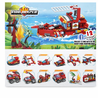 Blocos de Montar Bombeiro Infantil 6+ Fire Rescue Caminhão Helicóptero Carro Resgate Educativo