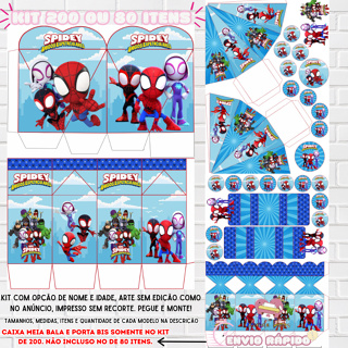 LEMBRANCINHAS PARA FESTA (200/80)(CAIXAS, APLIQUES E TAGS)(COM/SEM NOME)TEMA:SPIDEY E SEUS AMIGOS em Oferta na Shopee