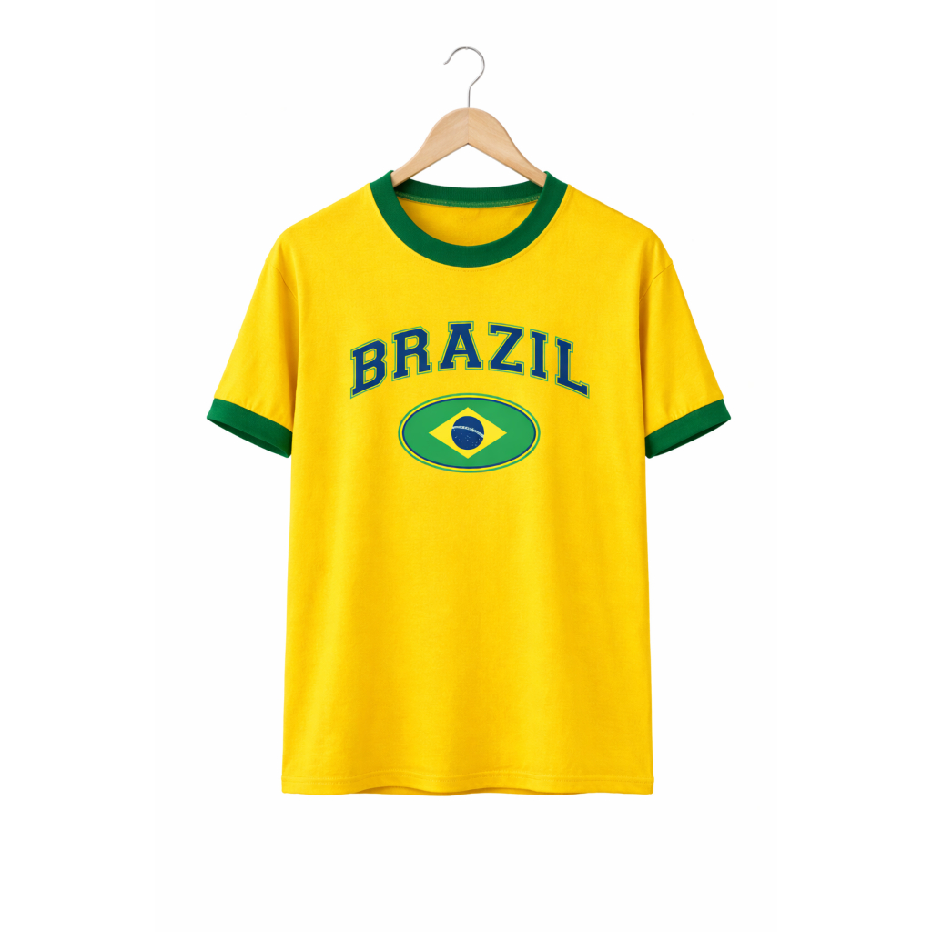 T-shirt do Brasil Camisa Roupa Feminina Camiseta Copa do Mundo Blusa Seleção Futebol Hexa 2026 | Envio Rapido