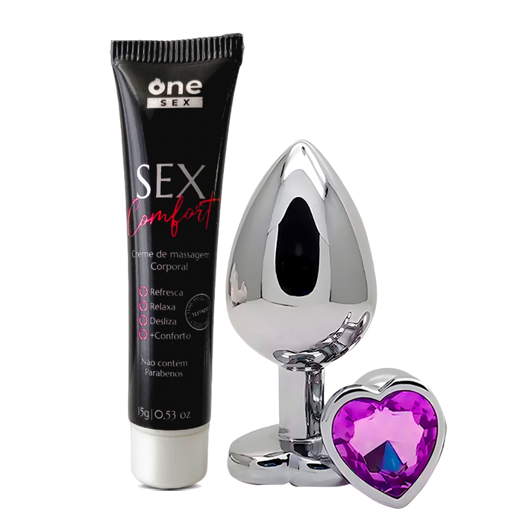 Kit Gel Lubrificante Anal Sex Comfort 15g + Plug Anal P, M ou G em Oferta na Shopee