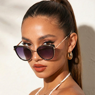 Óculos de Sol Jade Gatinho Preto e Dourado Vintage Retrô Clássico Blogueira uv400 em Oferta na Shopee