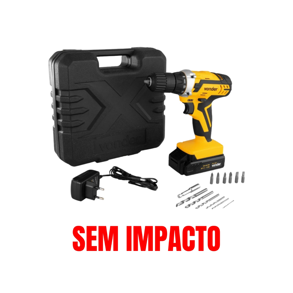 Kit Parafusadeira 20V Vonder PFV238 Sem Impacto com Carregador Bivolt e Maleta em Oferta na Shopee