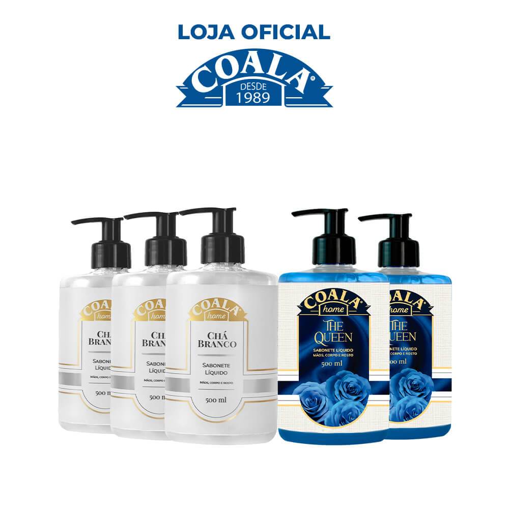 Kit 5 Unidades Sabonete Líquido Coala Home -2 The Queen + 3 Chá Branco