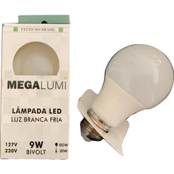 kit 5 Lâmpadas LED Bulbo 9W - Bivolt Luz Branca Fria