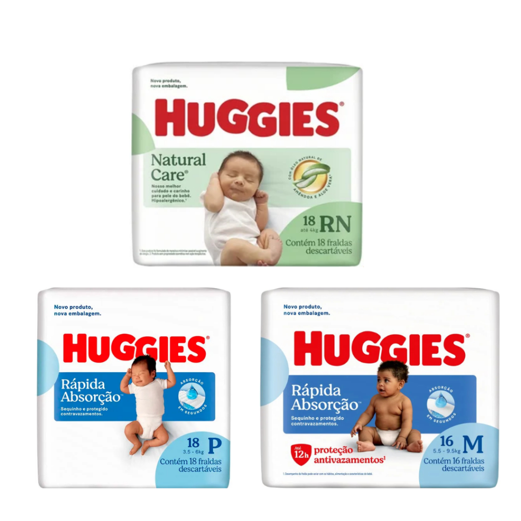 Fralda Descartáveis Huggies Tripla Proteção RN | P | M | G