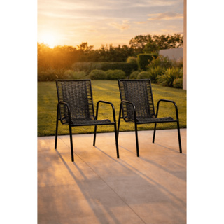 Conjunto 2 Cadeiras Varanda Área Externa em Fibra Sintética Reforçada Em Aço em Oferta na Shopee