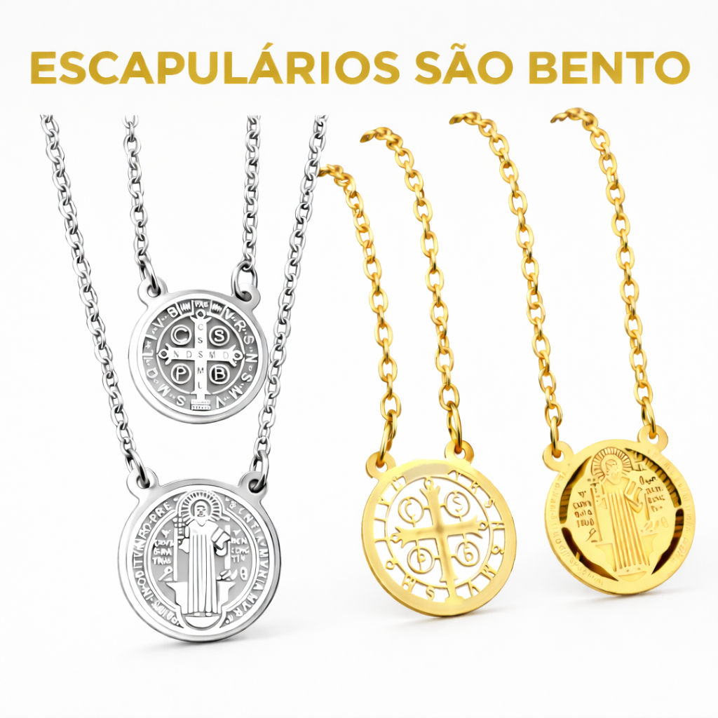 Escapulário Medalha São Bento Religioso Aço Inox Não Escurece Hipoalergênico Unissex em Oferta na Shopee