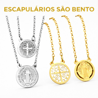 Escapulário Medalha São Bento Religioso Aço Inox Não Escurece Hipoalergênico Unissex em Oferta na Shopee