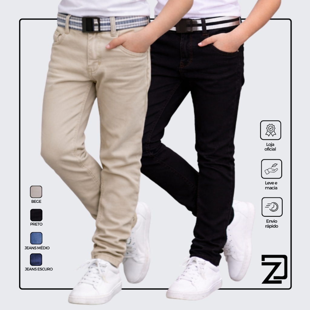 Kit 2 Calças Jeans Sarja Infantil Masculina em Oferta na Shopee