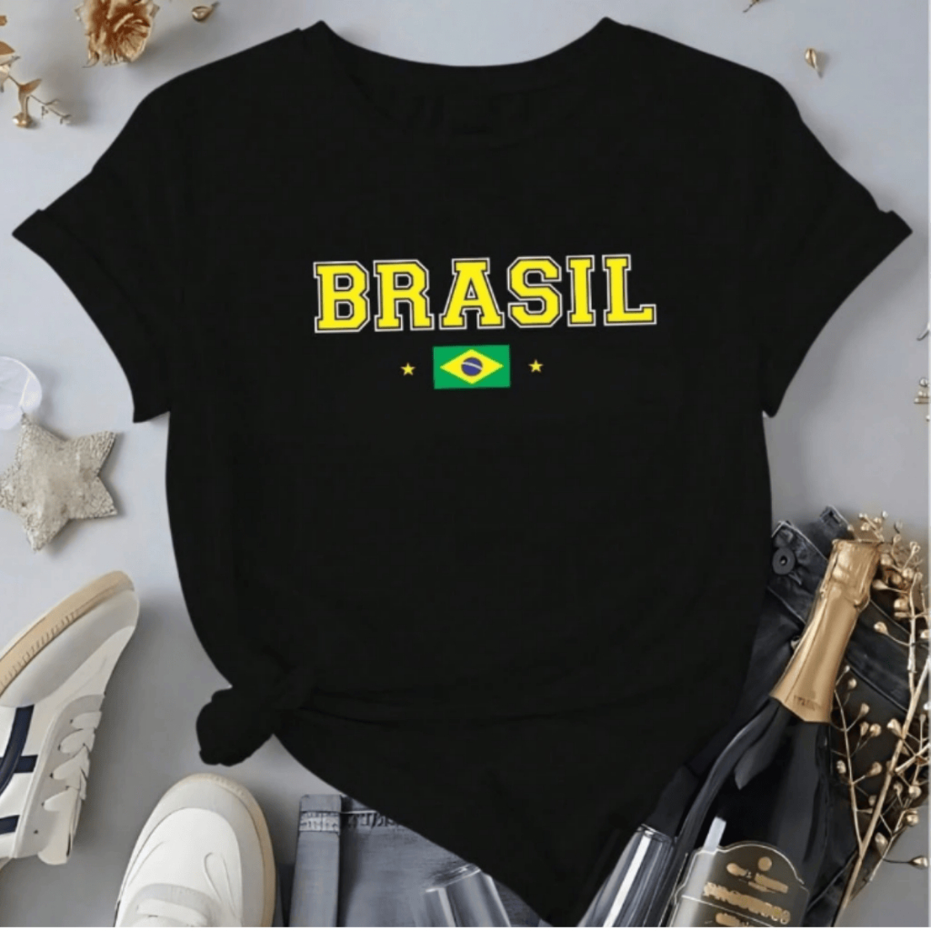 Camiseta Brasil Unissex Bandeira Estampada Copa Do Mundo Torcedor Seleção Brasileira Casual