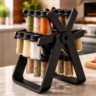Porta Condimentos Giratório com Tampa Duas Aberturas 18 Potes 85ml Organizador de Temperos em Oferta na Shopee