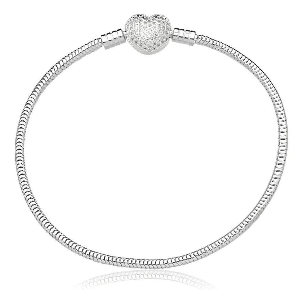 Pulseira Fecho Coração Cravejada Banhado a Prata 925 em Oferta na Shopee