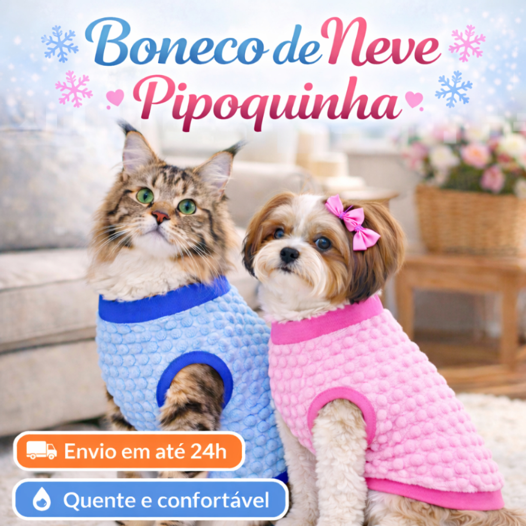 Roupa Pet Boneco de Neve Pipoquinha Fofa e Confortável para Cães e Gatos