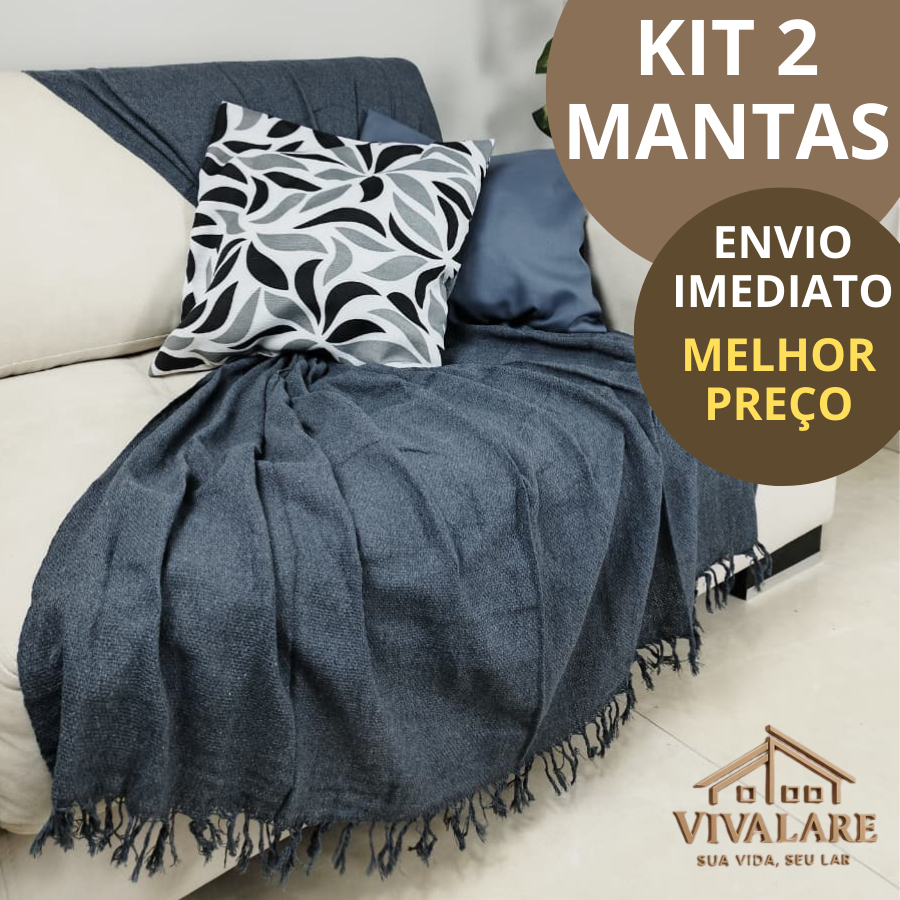 KIT 2 Manta de Sofá Artesanal em Algodão 120x210cm – Cobertura Decorativa Aconchegante Promoção em Oferta na Shopee