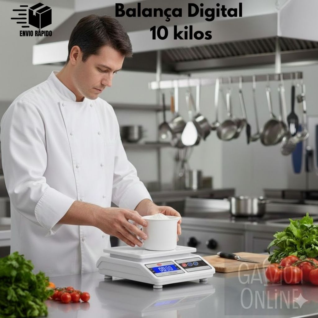 Balança Digital Eletrônica de Mesa Cozinha até 10kg para Medir Alimentos e Receitas Uso Doméstico e Profissional Branca em Oferta na Shopee