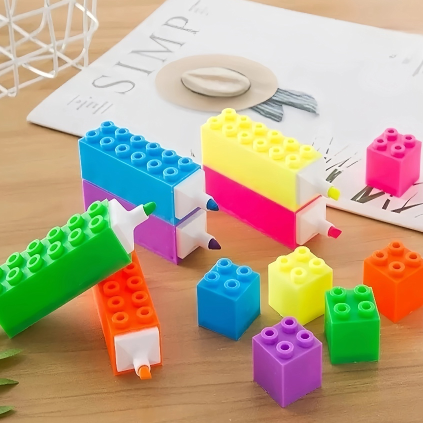 6 Cores Marca Texto De ENCAIXE LEGO Forma de Bloco de Construção Barato em Oferta na Shopee