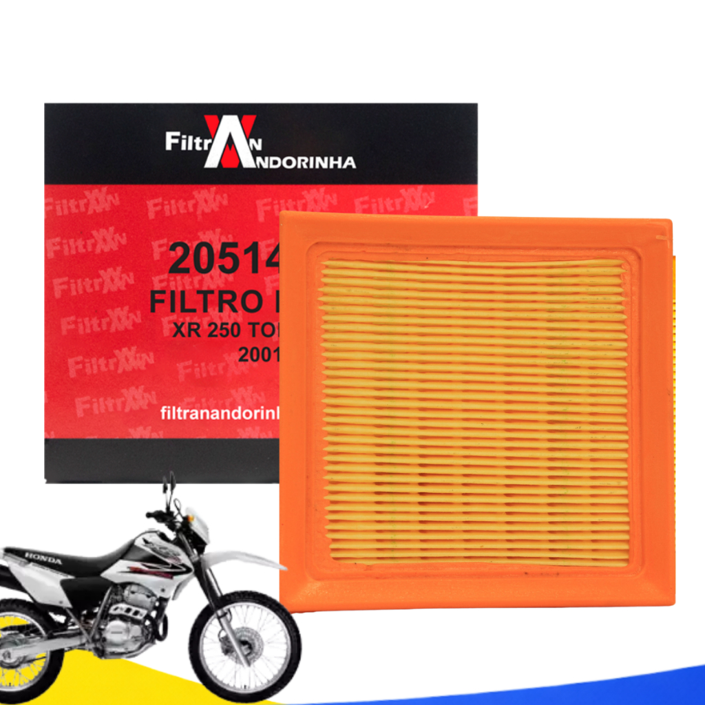 Filtro de Ar Honda XR 250 Tornado 2001 2002 2003 2004 2005 Até  2008 Filtran Elemento Moto