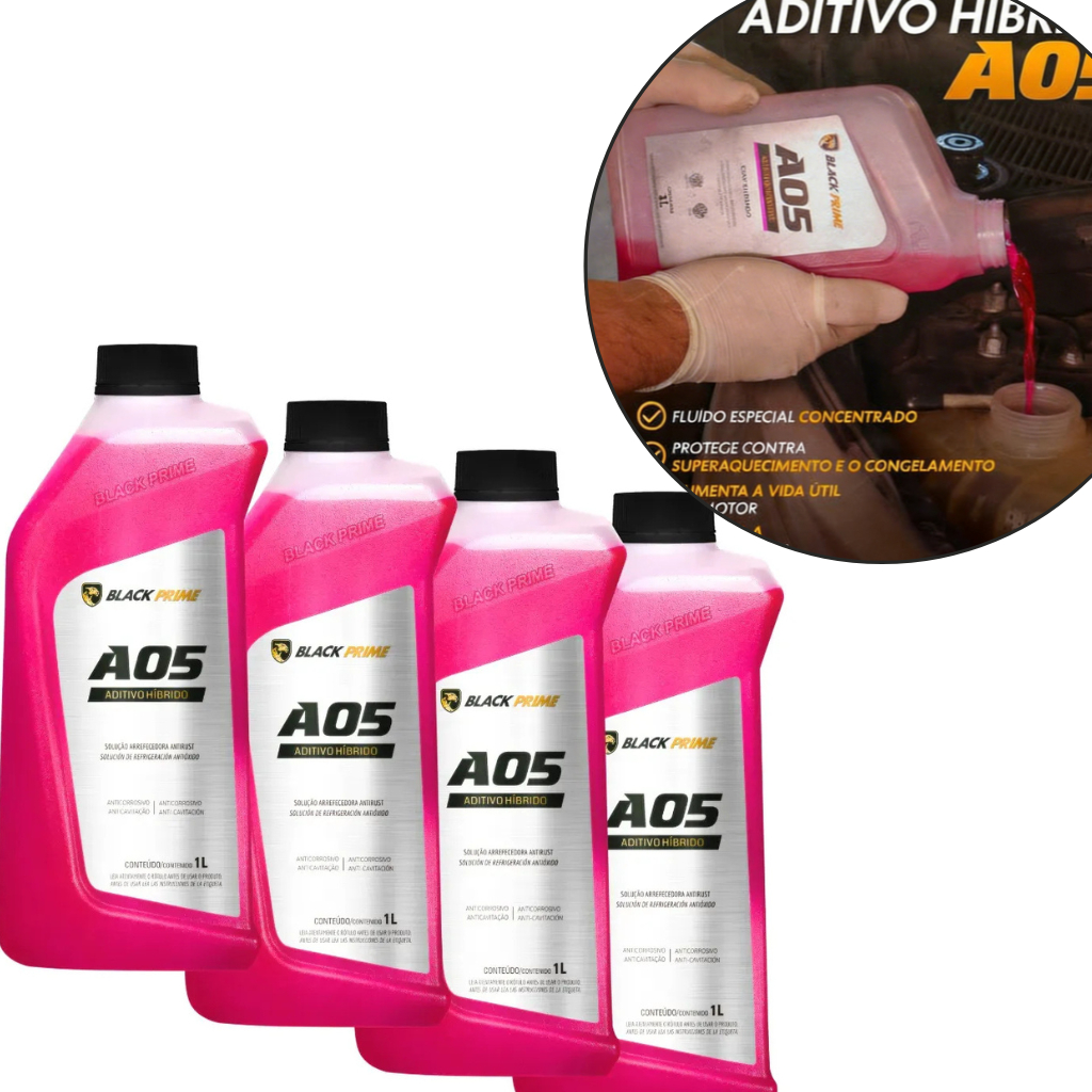Aditivo Híbrido Pronto Para Uso De Radiador Concentrado 1 a 4 Litros Ao5 Rosa Black Prime