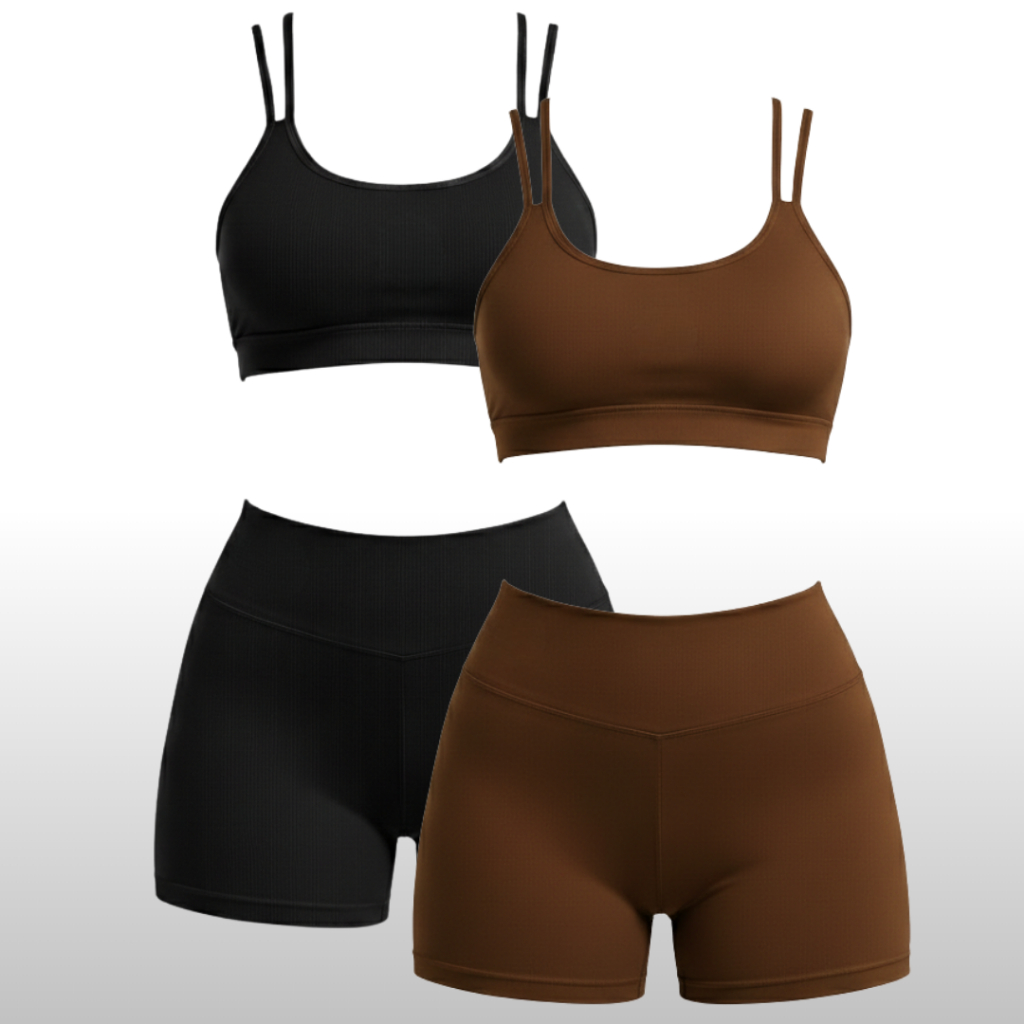 Kit 2 Conjunto Fitness Academia Esportivo ZERO TRANSPARÊNCIA Top e Short Sem Bojo Feminino