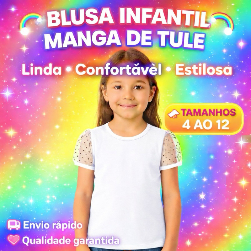 Blusa  Tule Infantil Menina Modinha