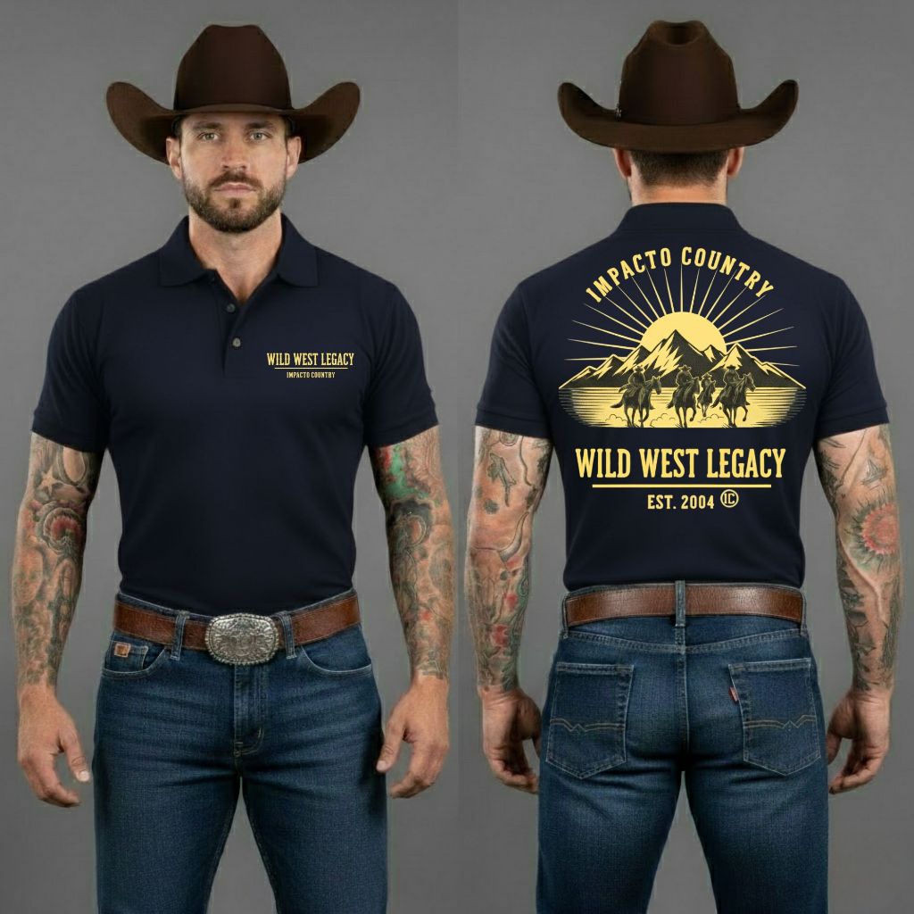 Camiseta  Polo ORIGINAL IMPACTO COUNTRY Coleção Wild West Legacy Camisa Para Peão de Estilo Rodeio em Oferta na Shopee