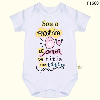 Body Bebê Frases Sou o pacotinho de amor da titia e do titio SF1660 em Oferta na Shopee