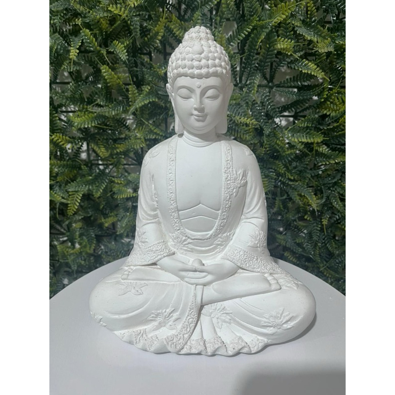 Imagem De Buda Cidarta 22cm - Em Gesso Cru - Acabamento Impecavel - Rico Em Detalhes em Oferta na Shopee