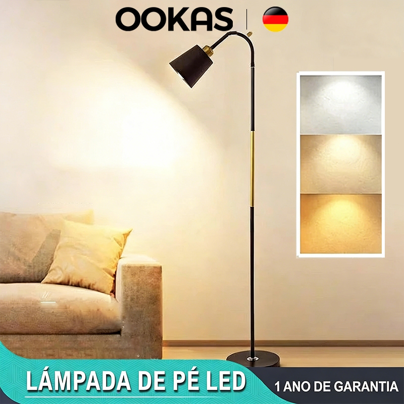 OOKAS Luminária Metal Led Para Quarto Rotação Ajustável De 360°Luminária Para Sala De Estar Luminária Para Quarto Abajur