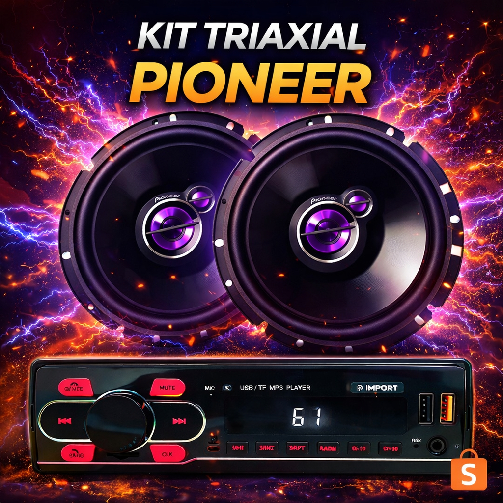 Par Alto-falantes e Rádio MP3 USB Bluetooth Som Automotivo 4x20w Novo Universal