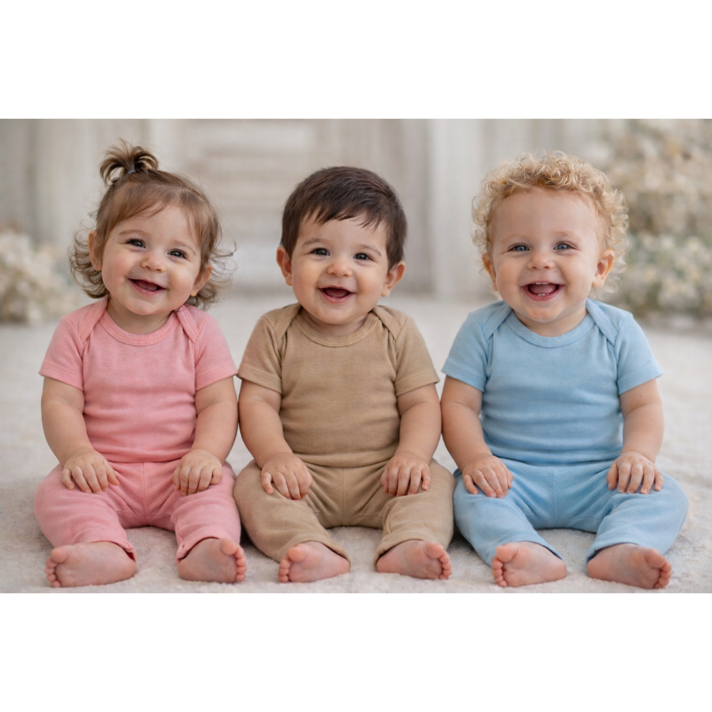 Kit Body Manga Curta + Mijão ESCOLHA COR 100% Algodão Suedine Enxoval de bebe Saída Maternidade