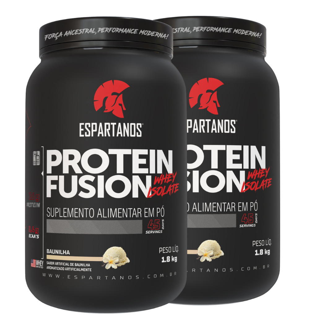 Kit 2x Protein Fusion Whey Protein Isolado 1800g Espartanos - Suplementos Massa Muscular em Oferta na Shopee