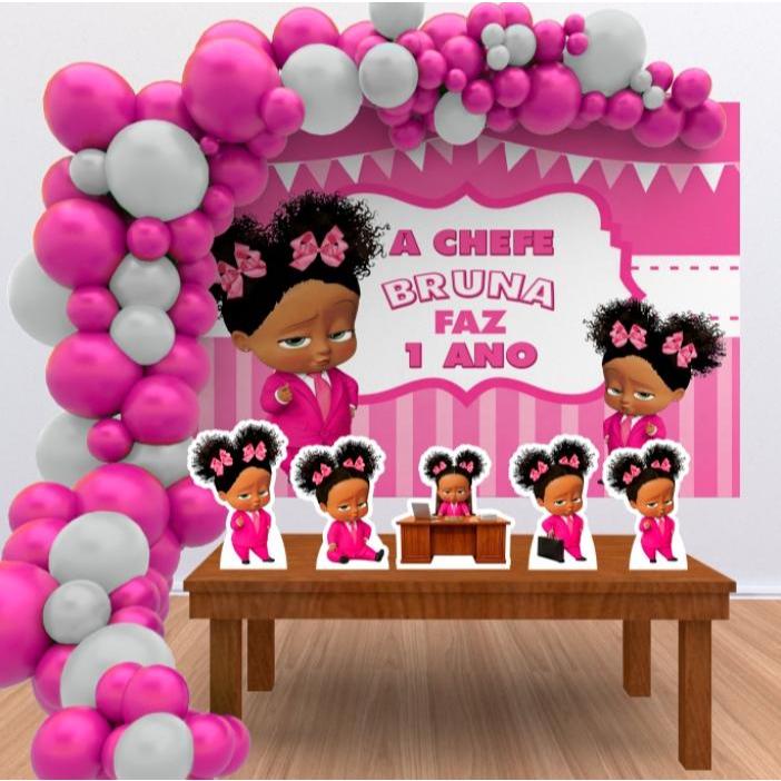 Kit pegue e monte  Personalizado Festa Aniversário Poderosa Chefinha Morena Decoração Cenários Prático