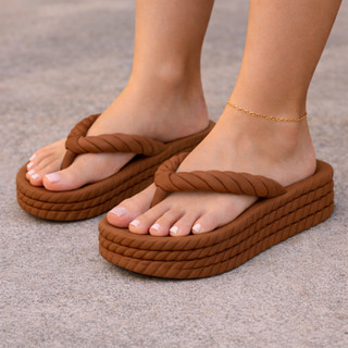 Chinelo Plataforma Feminino Papete Trançado Nuvem Leve e Confortável - 34 ao 39