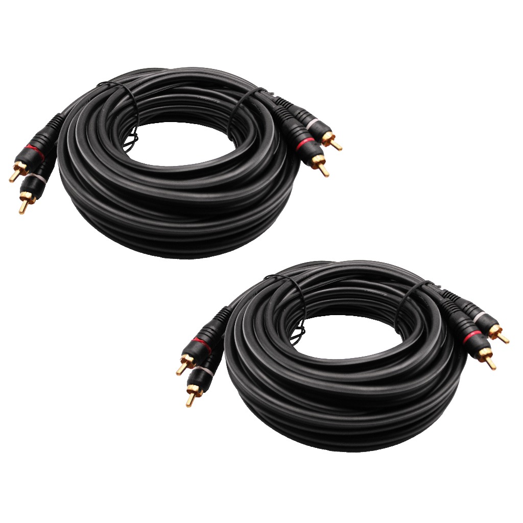 Kit 2 Cabos Rca 5 Metros Ouro Permak